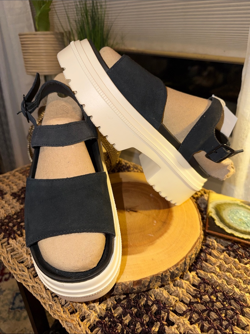 Converse Run Star Platform Leather Sandals Black NWT A20645C